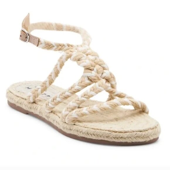 Manebi Yucatan Jute Rope Braided Espadrille Flat Sandals Shoes Tan White Size 36 - Picture 10 of 10